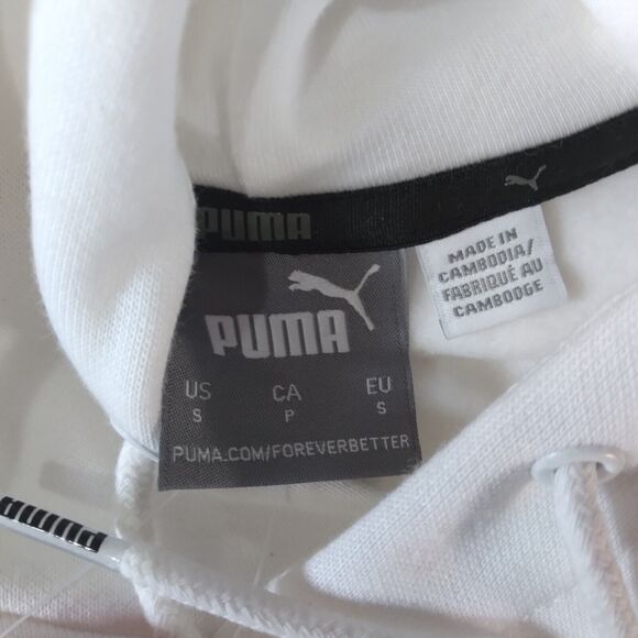 Puma hoodie sweatshirt sweater Men's small White logo spell out fleece NEW - Picture 11 of 11